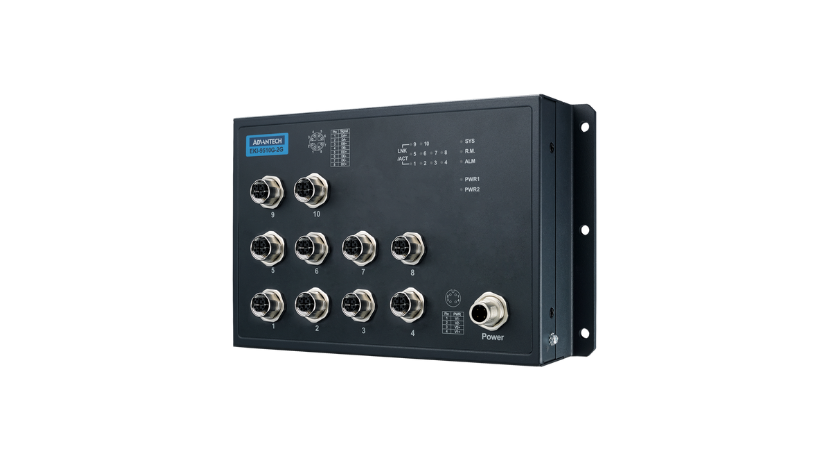 EN50155 M12 8GigaPoE + 2GigaBP Unmanaged Ethernet 
Switch, 24~48VDC